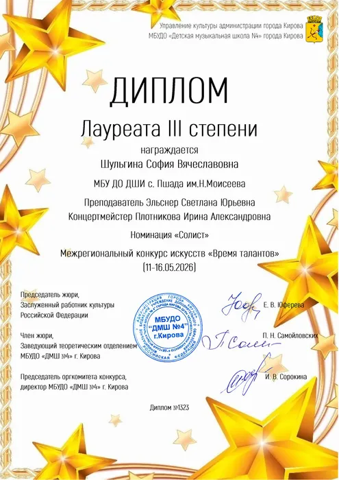 1323 Шульгина София Вячеславовна